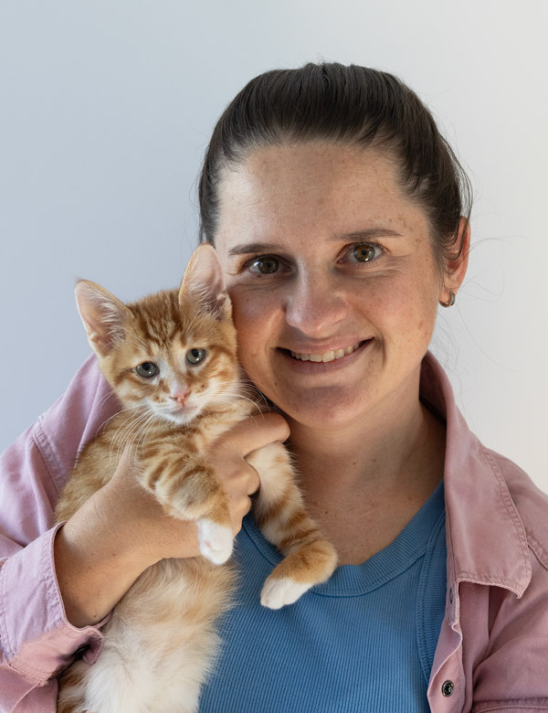 Paige with ginger kitten